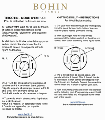 Notice utilisation tricotin pour enfant