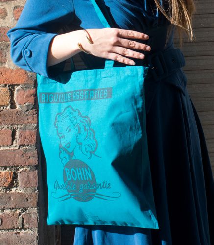 tote bag en tissus bohin bleu