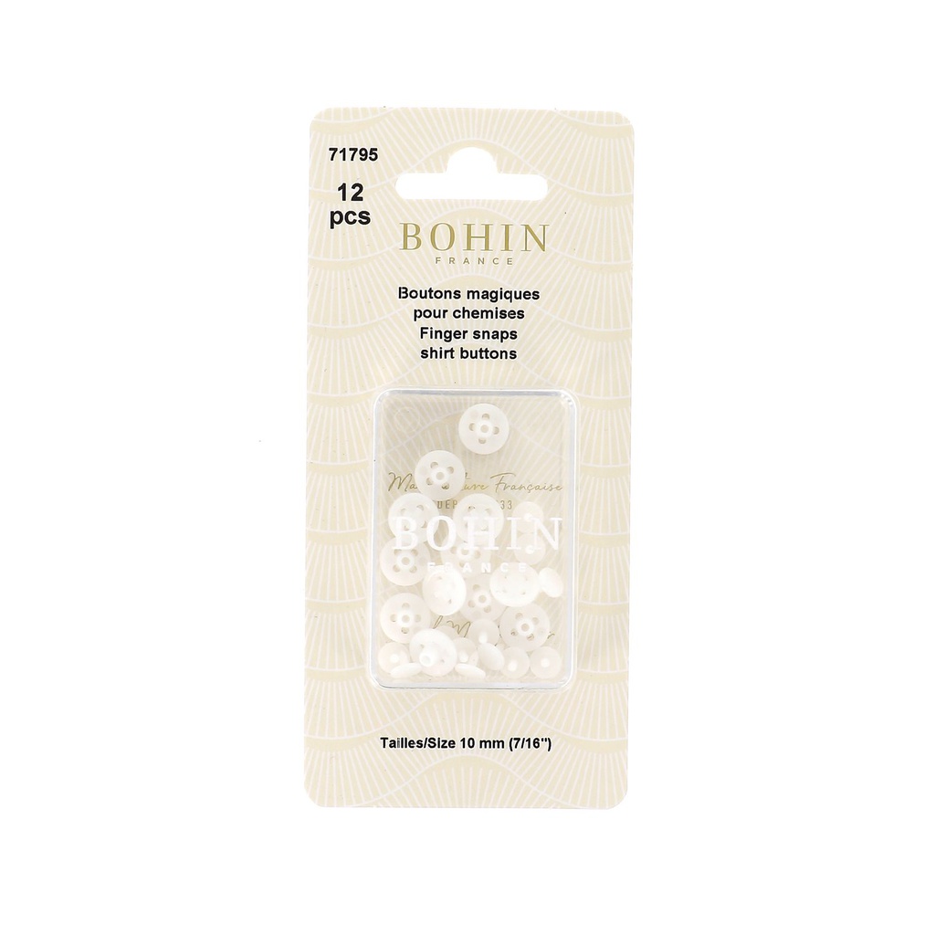 PRESSION MAGIQUE &quot;Chemise&quot; 10mm Blanc Blister x12