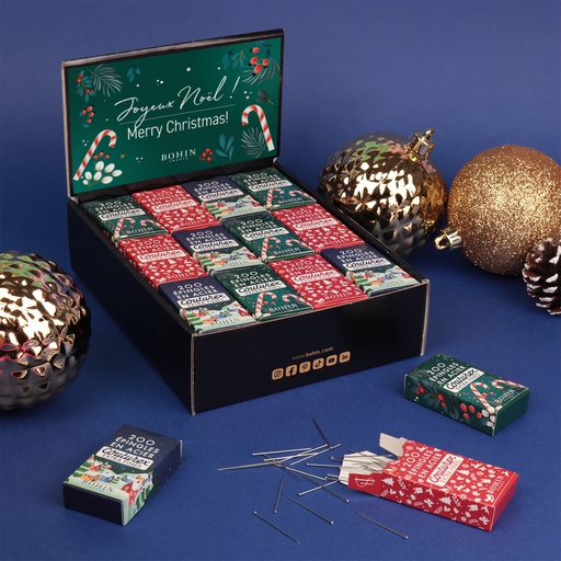 [W99966] EXTRA FINE PINS (30x0.60mm) x200 &quot;CHRISTMAS&quot; - Disp.x36